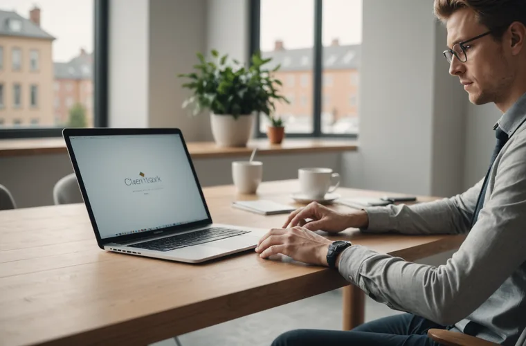 Person working on a laptop reviewing survey data in a quiet modern office